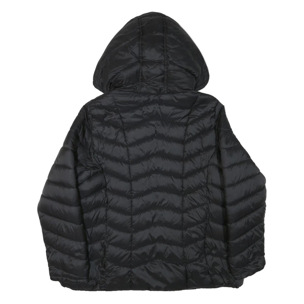 LC WAIKIKI Womens Black Quilted Hooded Jacket L Polyester Blend Zip Outerwear