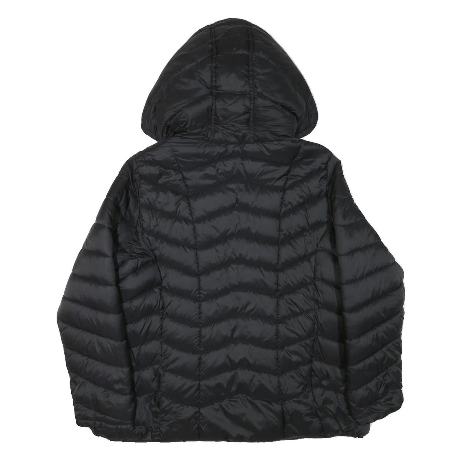 LC WAIKIKI Womens Black Quilted Hooded Jacket L Polyester Blend Zip Outerwear