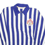 CROSSBAR Mens Blue & White Patterned Jumper Polo Collar 1/4 Zip L Acrylic Knit