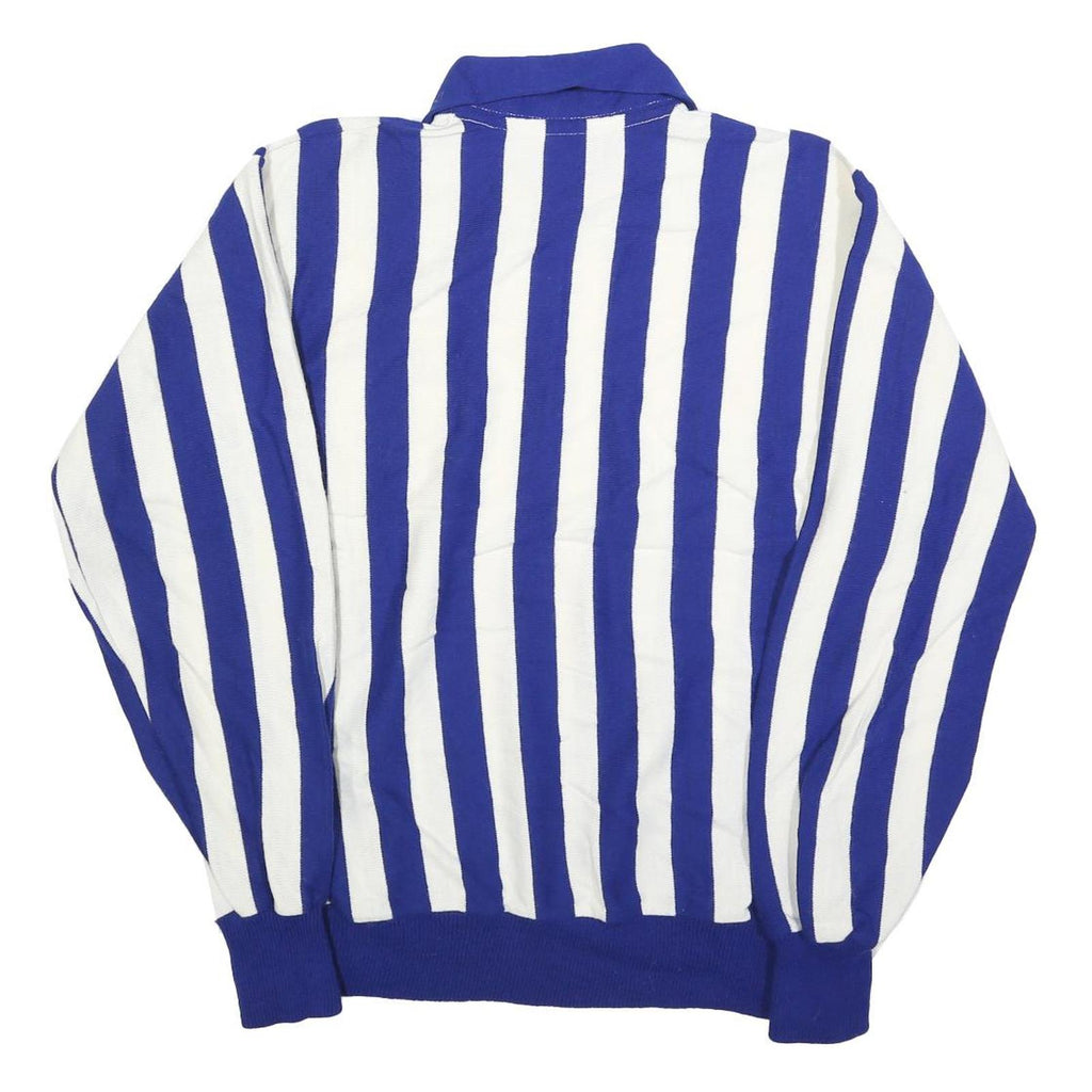 CROSSBAR Mens Blue & White Patterned Jumper Polo Collar 1/4 Zip L Acrylic Knit