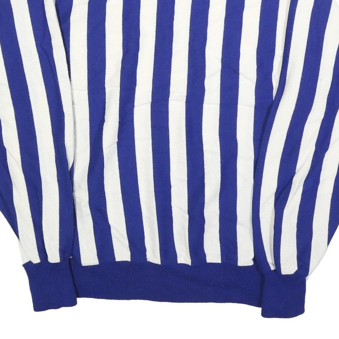 CROSSBAR Mens Blue & White Patterned Jumper Polo Collar 1/4 Zip L Acrylic Knit