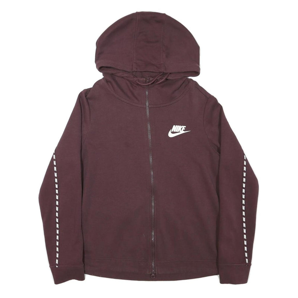 NIKE Womens Maroon Hoodie Full Zip M Cotton Blend Sportswear
