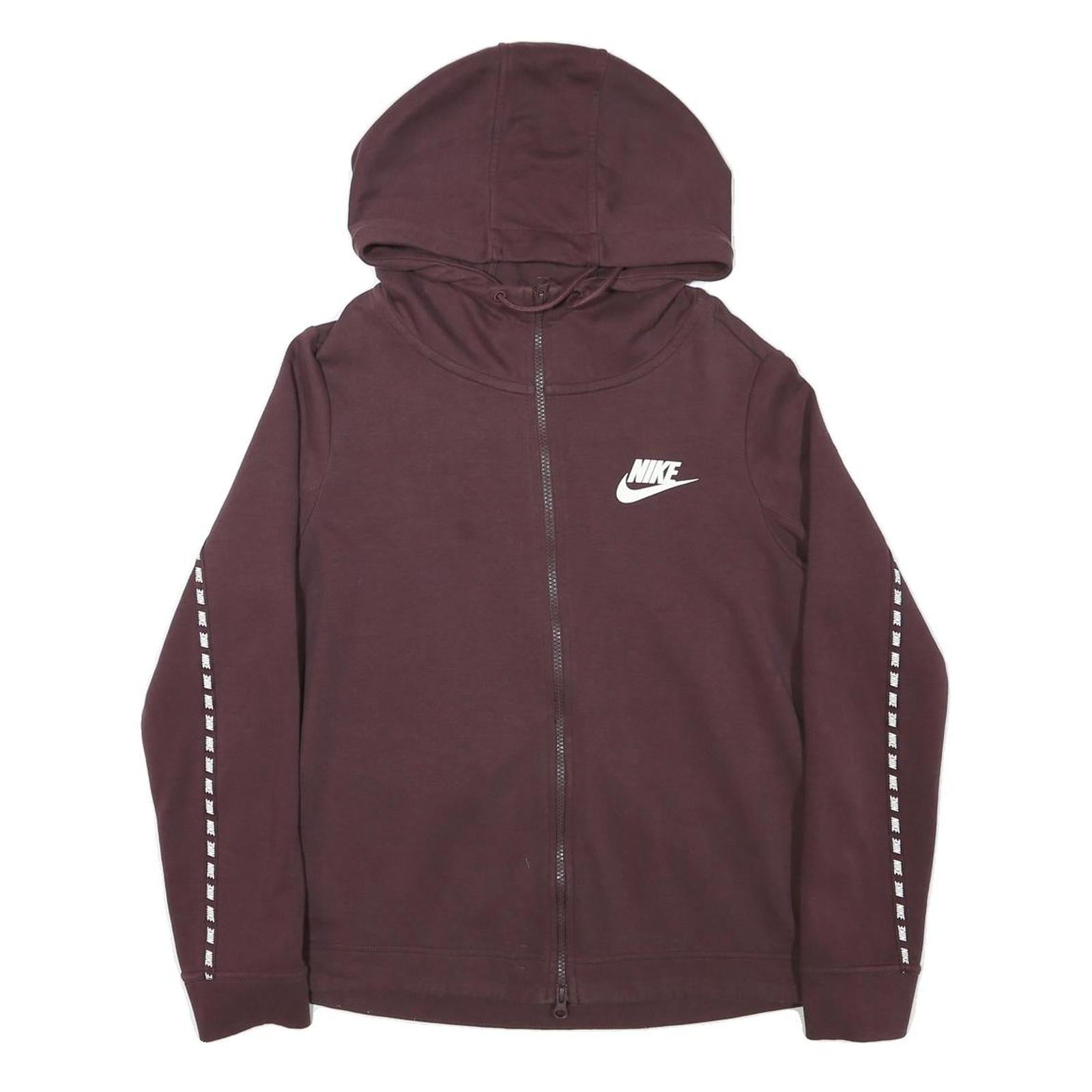 NIKE Womens Maroon Hoodie Full Zip M Cotton Blend Sportswear