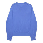 TOMMY HILFIGER Mens Blue Plain V-Neck Basic Knit S Cotton Jumper Casual Comfort