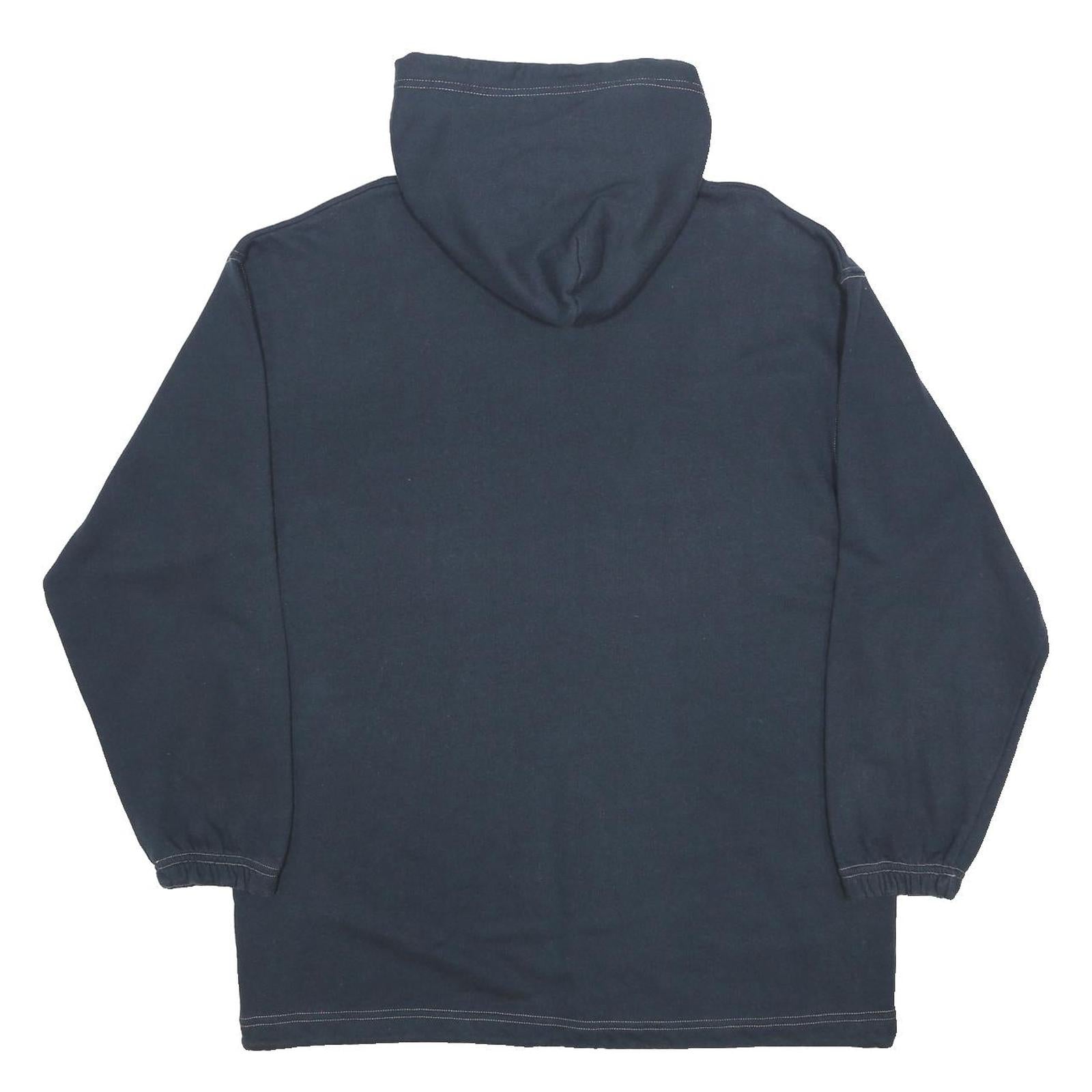 CHAMPION Mens Navy Blue ¼ Zip Hoodie M Cotton Blend Logo Sweatshirt