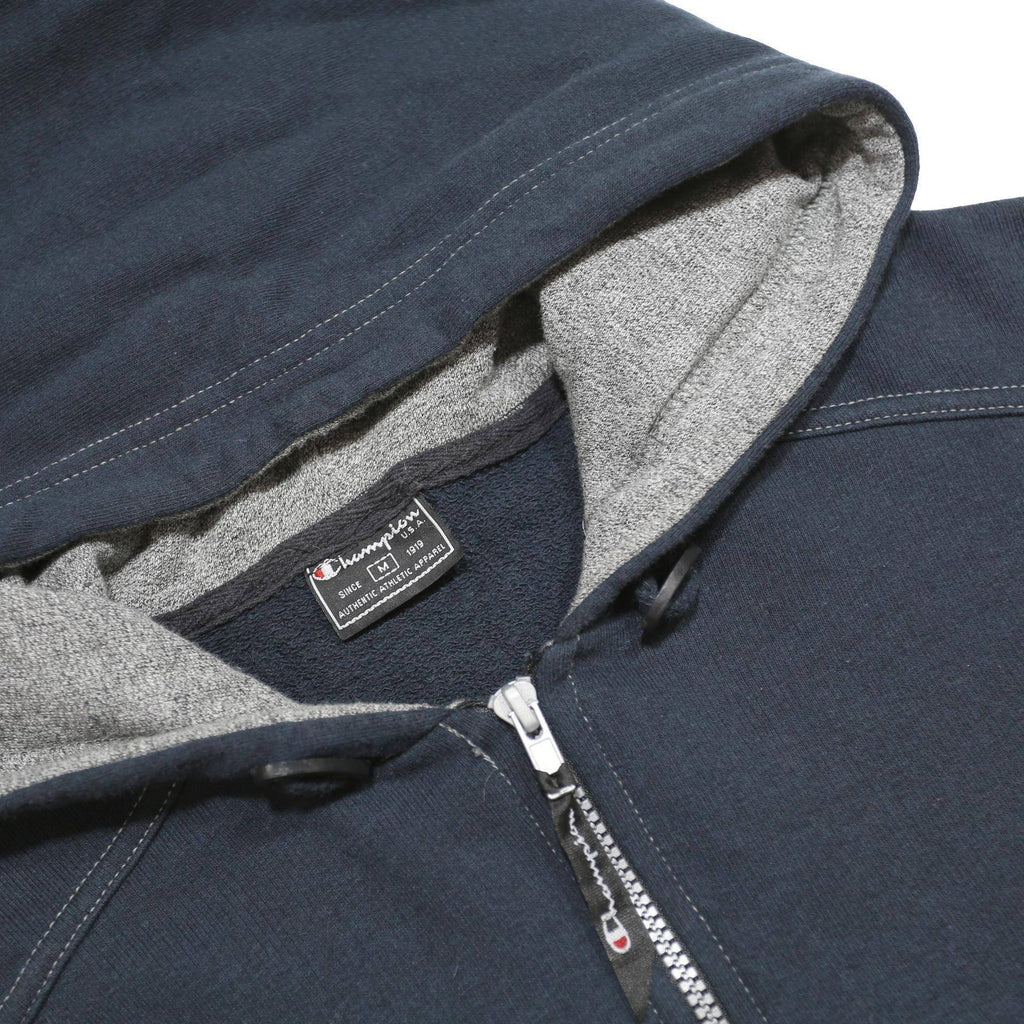 CHAMPION Mens Navy Blue ¼ Zip Hoodie M Cotton Blend Logo Sweatshirt
