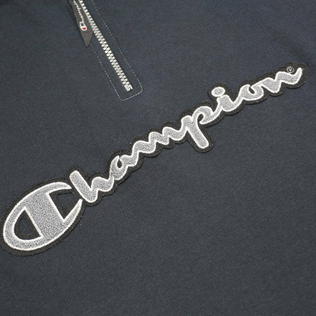 CHAMPION Mens Navy Blue ¼ Zip Hoodie M Cotton Blend Logo Sweatshirt