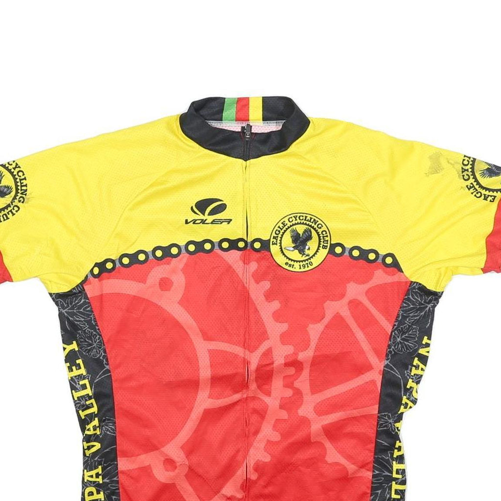 VOLER Mens Yellow & Red Eagle Cycling Club Sport Cycling Jersey M Short Sleeve
