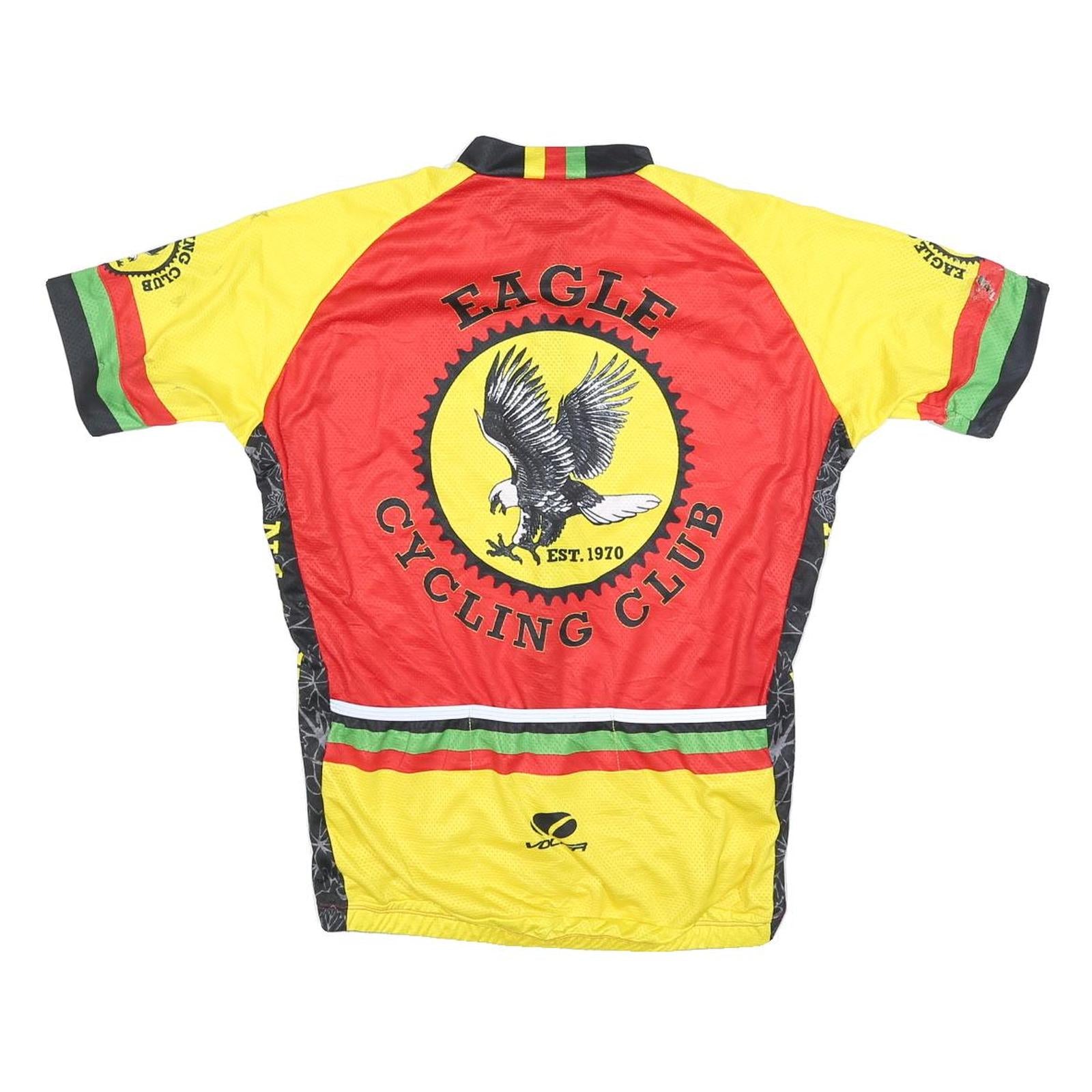 VOLER Mens Yellow & Red Eagle Cycling Club Sport Cycling Jersey M Short Sleeve