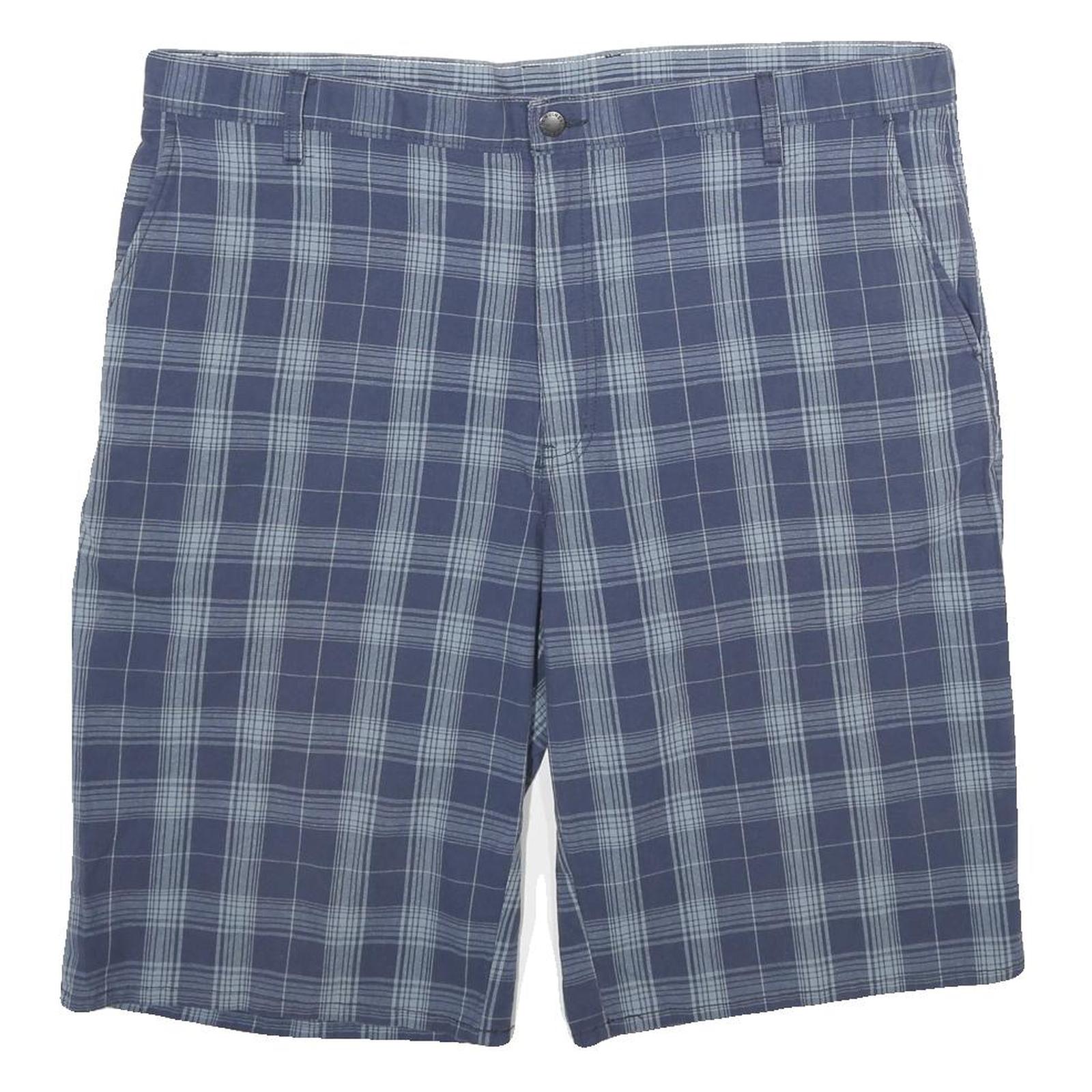 DICKIES Mens Blue Check Casual Shorts 2XL W42 Cotton Blend Comfortable Fit