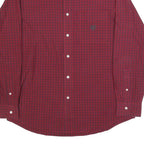CHAPS Mens Red & Black Check Shirt M Button-Down Collar Long Sleeve Cotton Blend