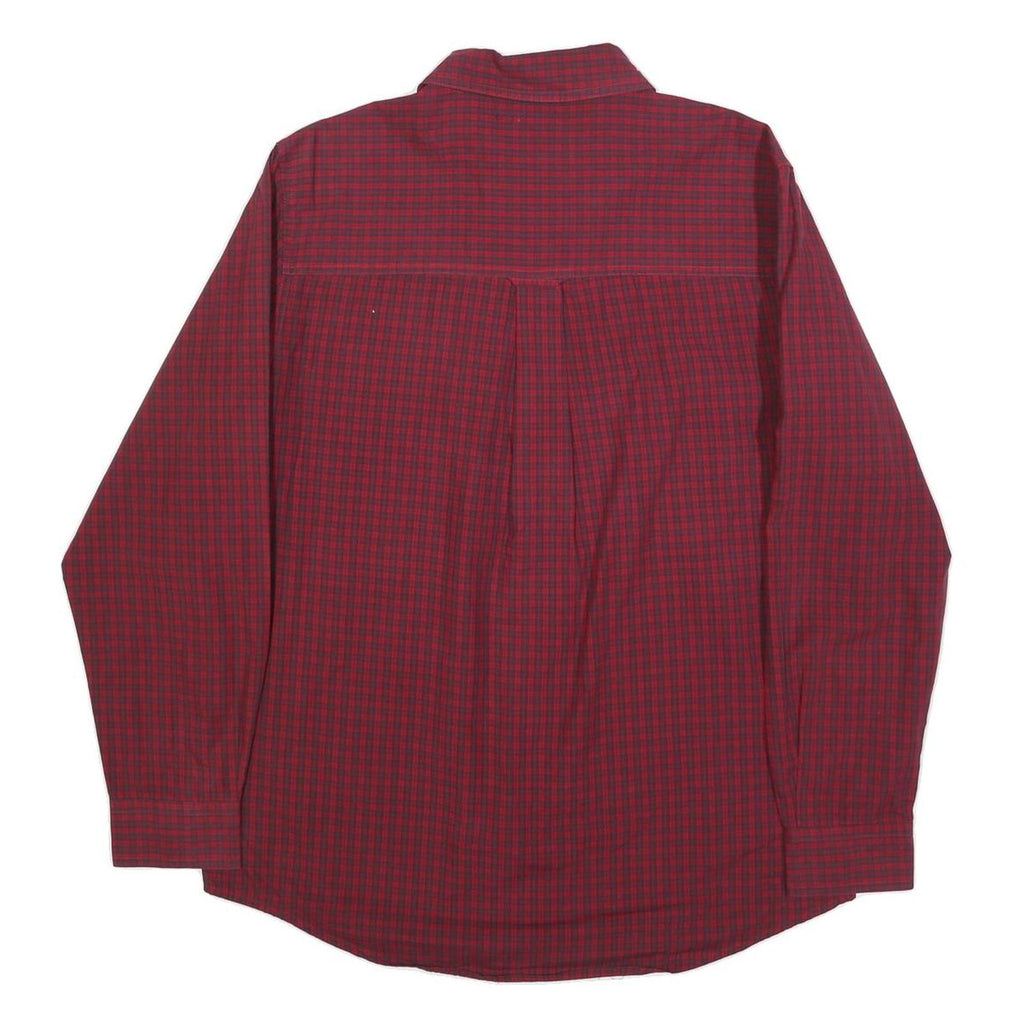 CHAPS Mens Red & Black Check Shirt M Button-Down Collar Long Sleeve Cotton Blend