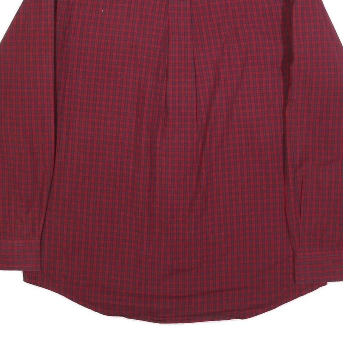 CHAPS Mens Red & Black Check Shirt M Button-Down Collar Long Sleeve Cotton Blend