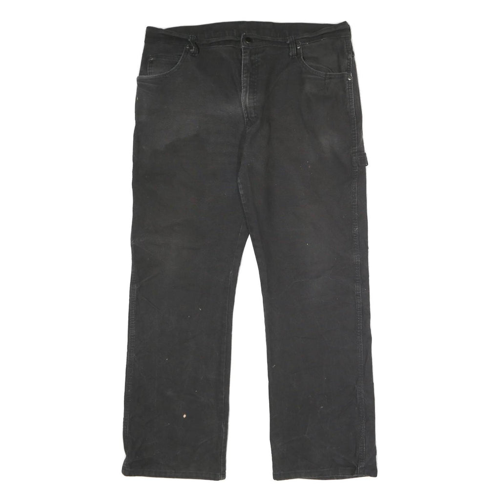 DICKIES Mens Relaxed Black Cotton Blend Trousers W36 L30 Workwear Zip Closure