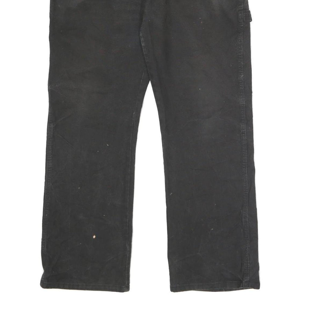 DICKIES Mens Relaxed Black Cotton Blend Trousers W36 L30 Workwear Zip Closure