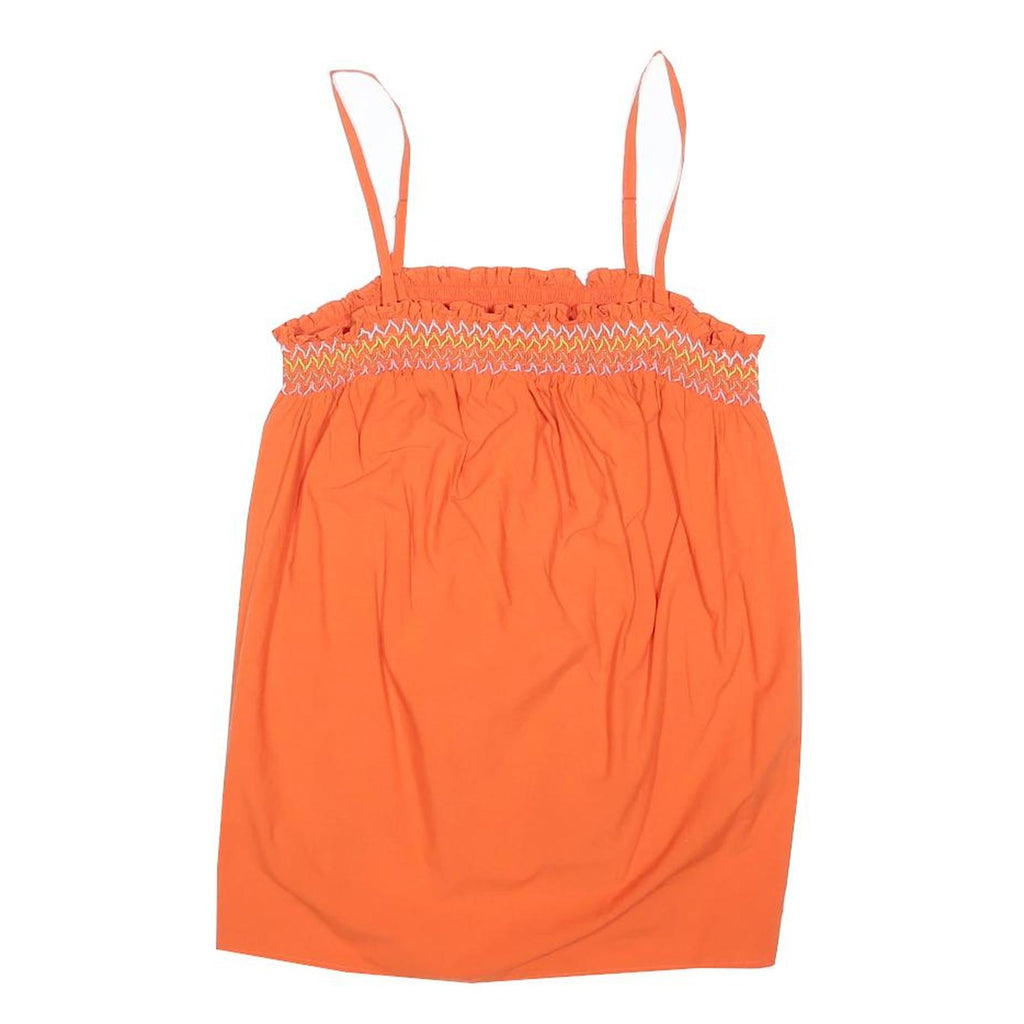 M&S Womens Orange Cotton Blend Camisole Sleeveless Smock UK 14 Summer Top