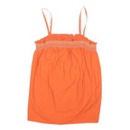 M&S Womens Orange Cotton Blend Camisole Sleeveless Smock UK 14 Summer Top