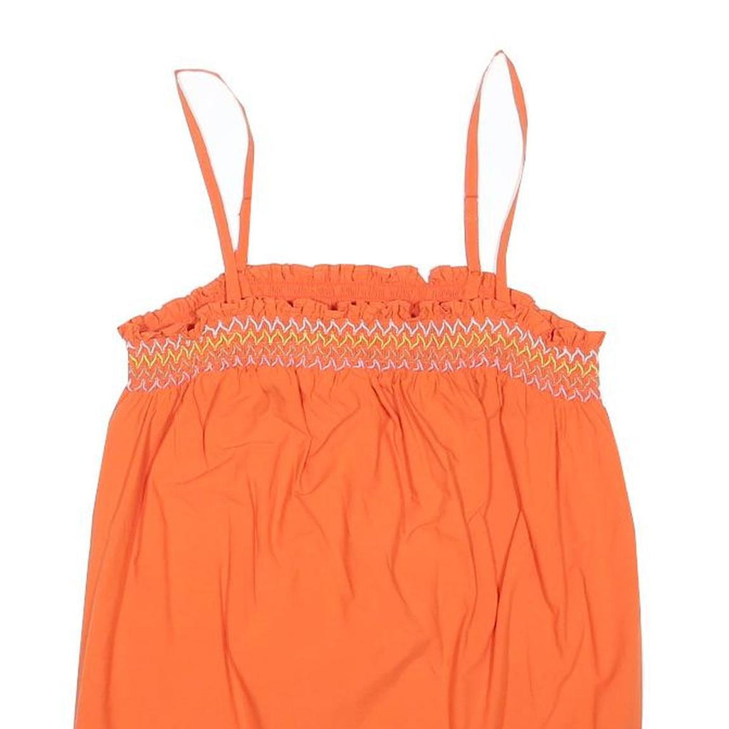M&S Womens Orange Cotton Blend Camisole Sleeveless Smock UK 14 Summer Top