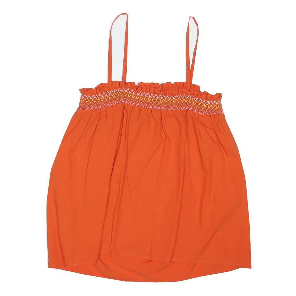 M&S Womens Orange Cotton Blend Camisole Sleeveless Smock UK 14 Summer Top