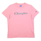 CHAMPION Girls Pink Graphic T-Shirt L Short Sleeve Crew Neck Cotton Blend