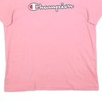 CHAMPION Girls Pink Graphic T-Shirt L Short Sleeve Crew Neck Cotton Blend