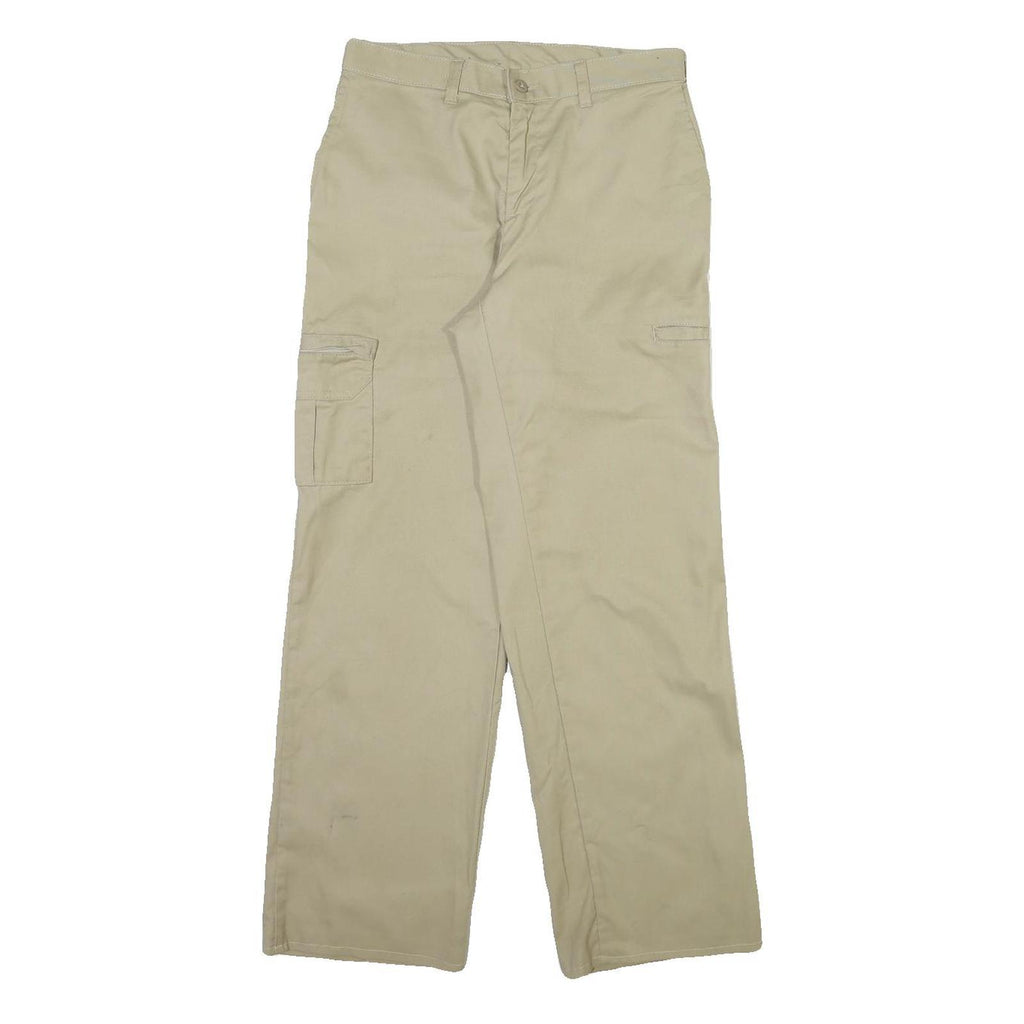 DICKIES Mens Regular Fit Beige Cotton Blend Trousers W30 L30 Cargo Style Zip