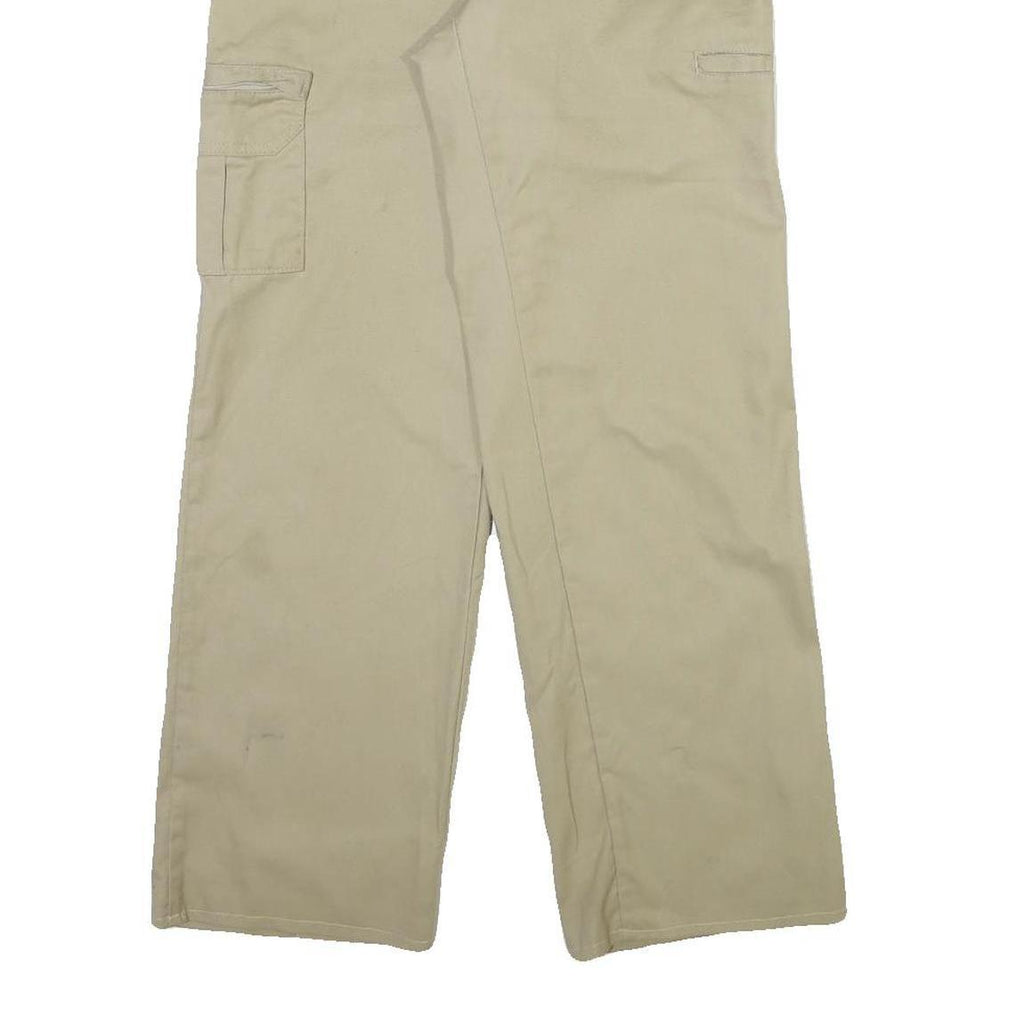 DICKIES Mens Regular Fit Beige Cotton Blend Trousers W30 L30 Cargo Style Zip