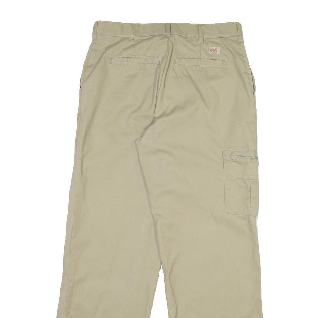 DICKIES Mens Regular Fit Beige Cotton Blend Trousers W30 L30 Cargo Style Zip