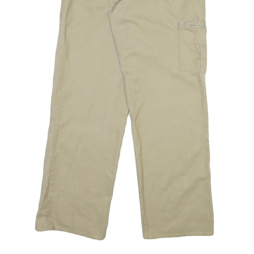 DICKIES Mens Regular Fit Beige Cotton Blend Trousers W30 L30 Cargo Style Zip