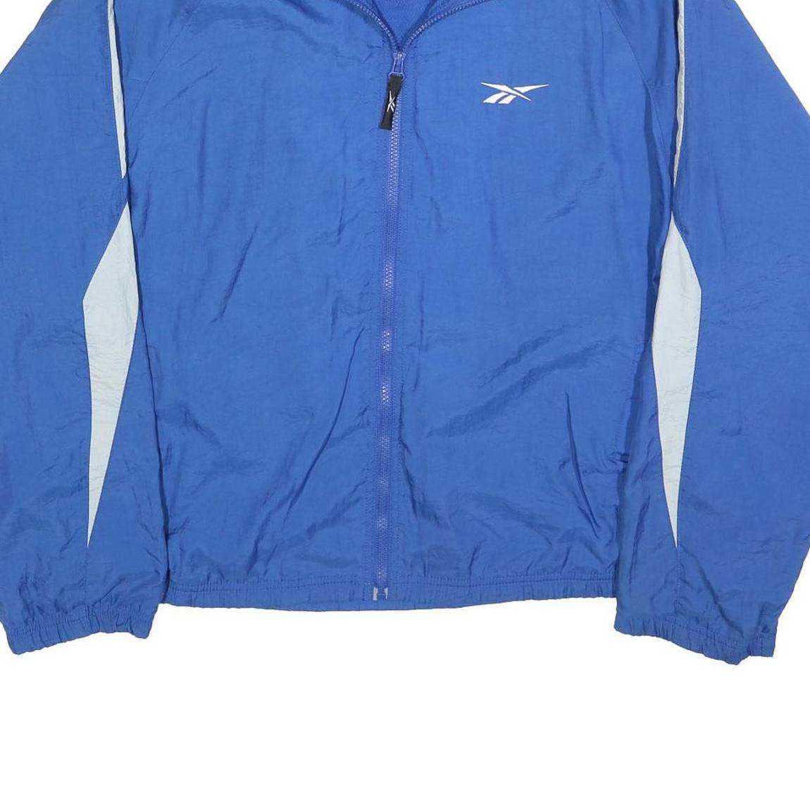 REEBOK Mens Blue & White Track Jacket M Polyester Blend Zip Sportswear