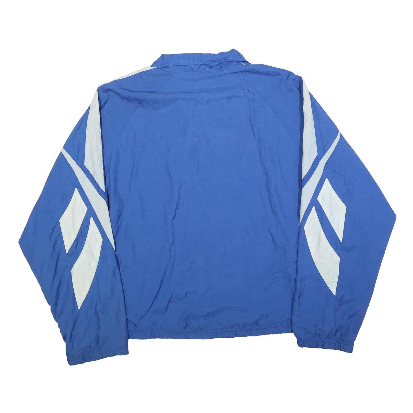 REEBOK Mens Blue & White Track Jacket M Polyester Blend Zip Sportswear