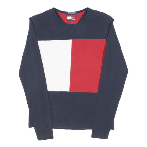 TOMMY HILFIGER Womens Navy Blue Red & White Graphic Long Sleeve Crew Neck