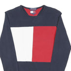 TOMMY HILFIGER Womens Navy Blue Red & White Graphic Long Sleeve Crew Neck
