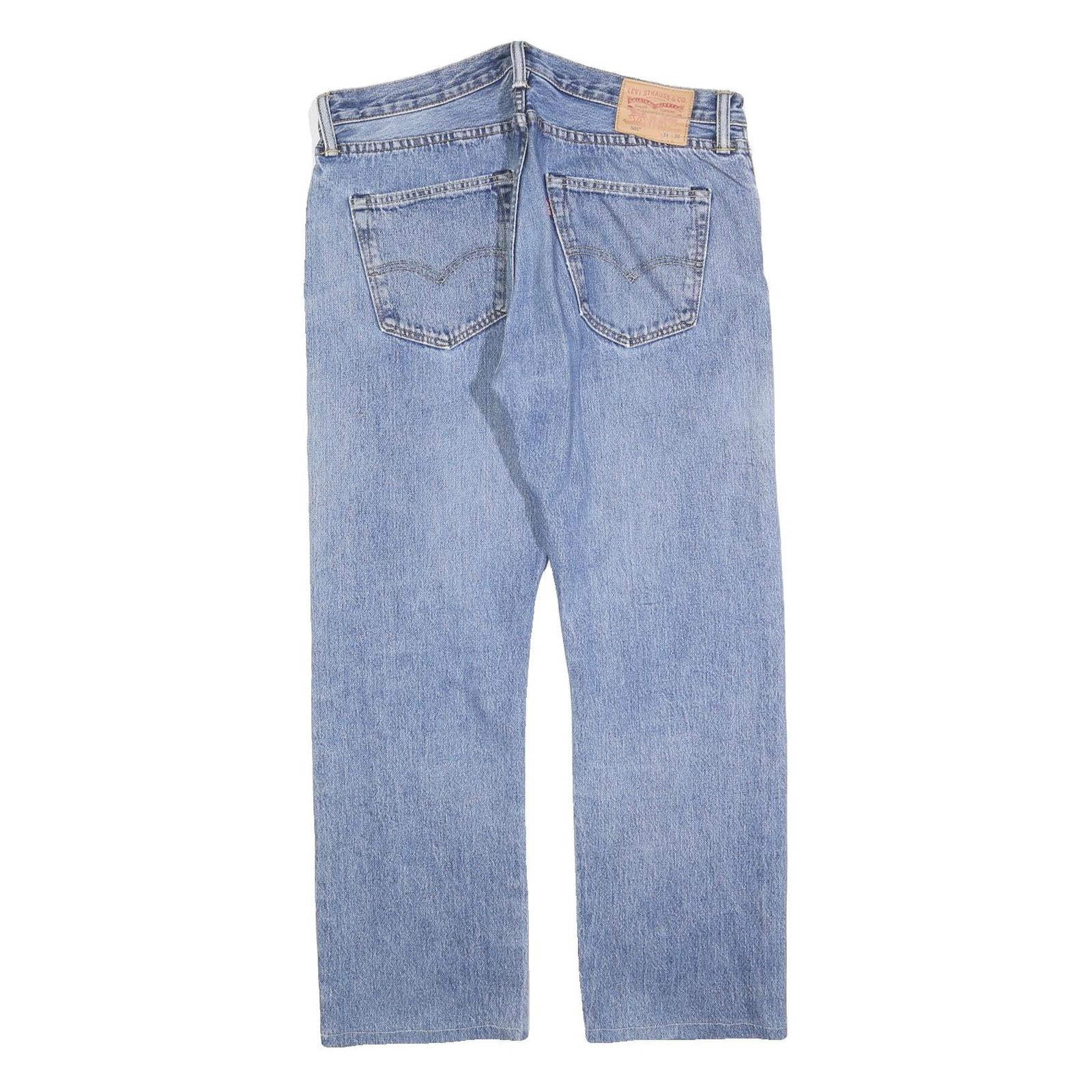 LEVI'S 501 Mens Jeans Blue Regular Straight Denim Medium W34 L27 Classic Button