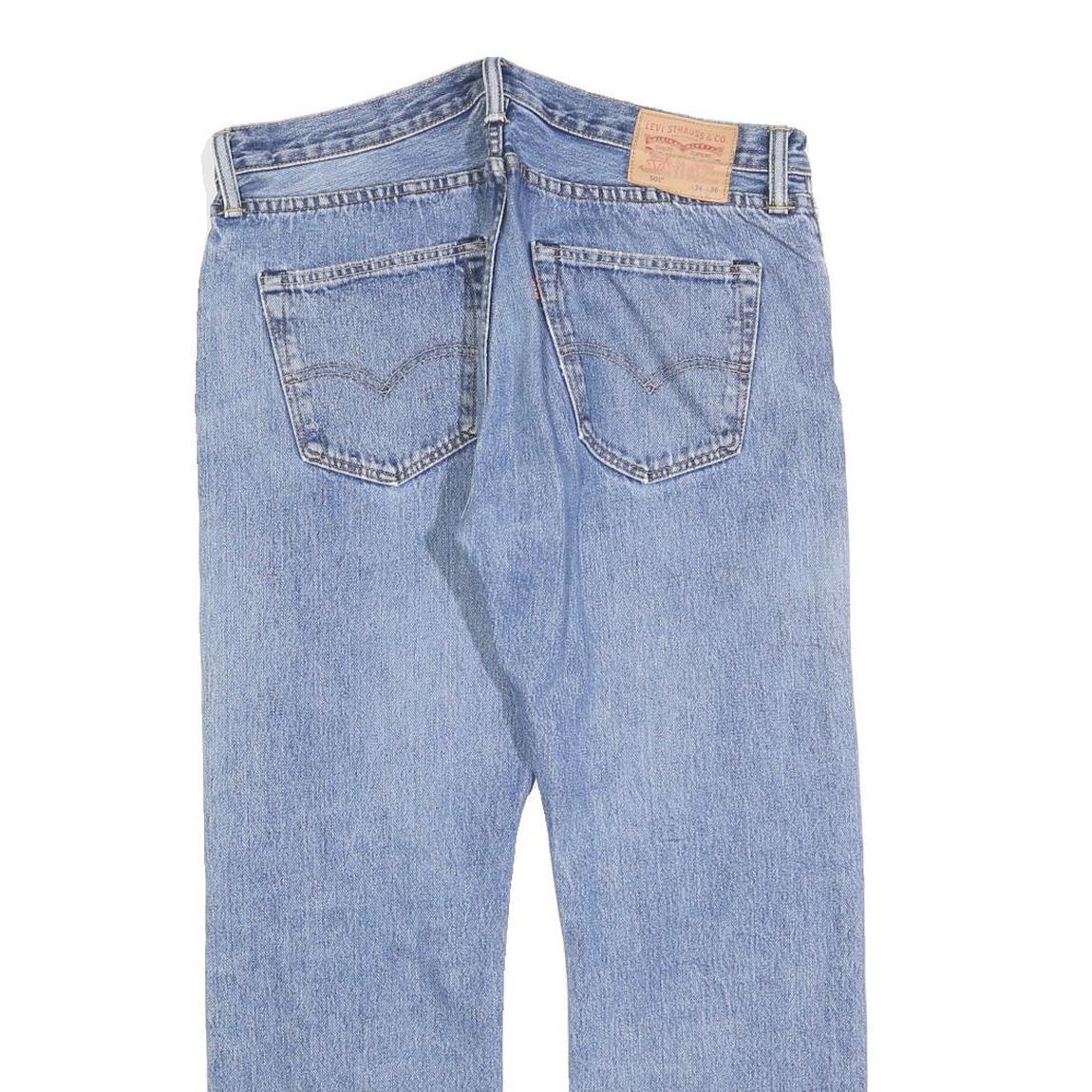 LEVI'S 501 Mens Jeans Blue Regular Straight Denim Medium W34 L27 Classic Button