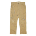 CARHARTT Mens Relaxed Beige Cotton Blend Zip Trousers W32 L28 Workwear Durable