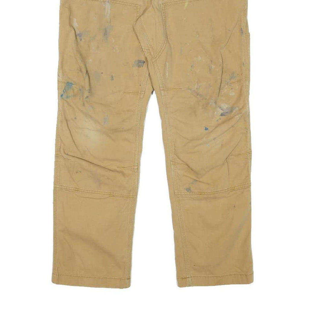 CARHARTT Mens Relaxed Beige Cotton Blend Zip Trousers W32 L28 Workwear Durable