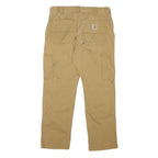 CARHARTT Mens Relaxed Beige Cotton Blend Zip Trousers W32 L28 Workwear Durable