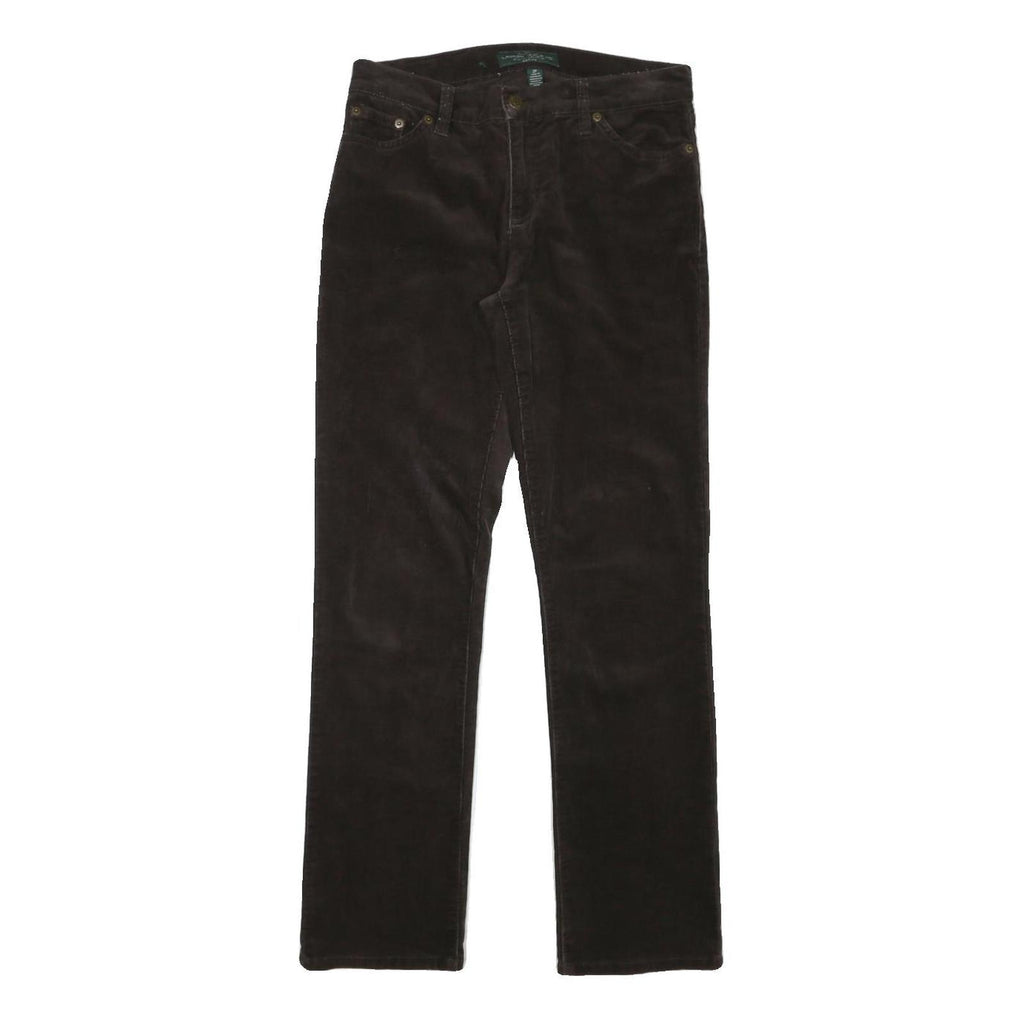 LAUREN RALPH LAUREN Womens Cotton Blend Brown Regular Fit Straight Trousers W30