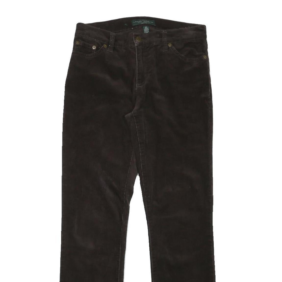 LAUREN RALPH LAUREN Womens Cotton Blend Brown Regular Fit Straight Trousers W30