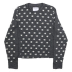 CHAMPION Womens Grey All Over Logo Crew Neck M Sweatshirt Cotton Blend Pullover