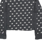 CHAMPION Womens Grey All Over Logo Crew Neck M Sweatshirt Cotton Blend Pullover