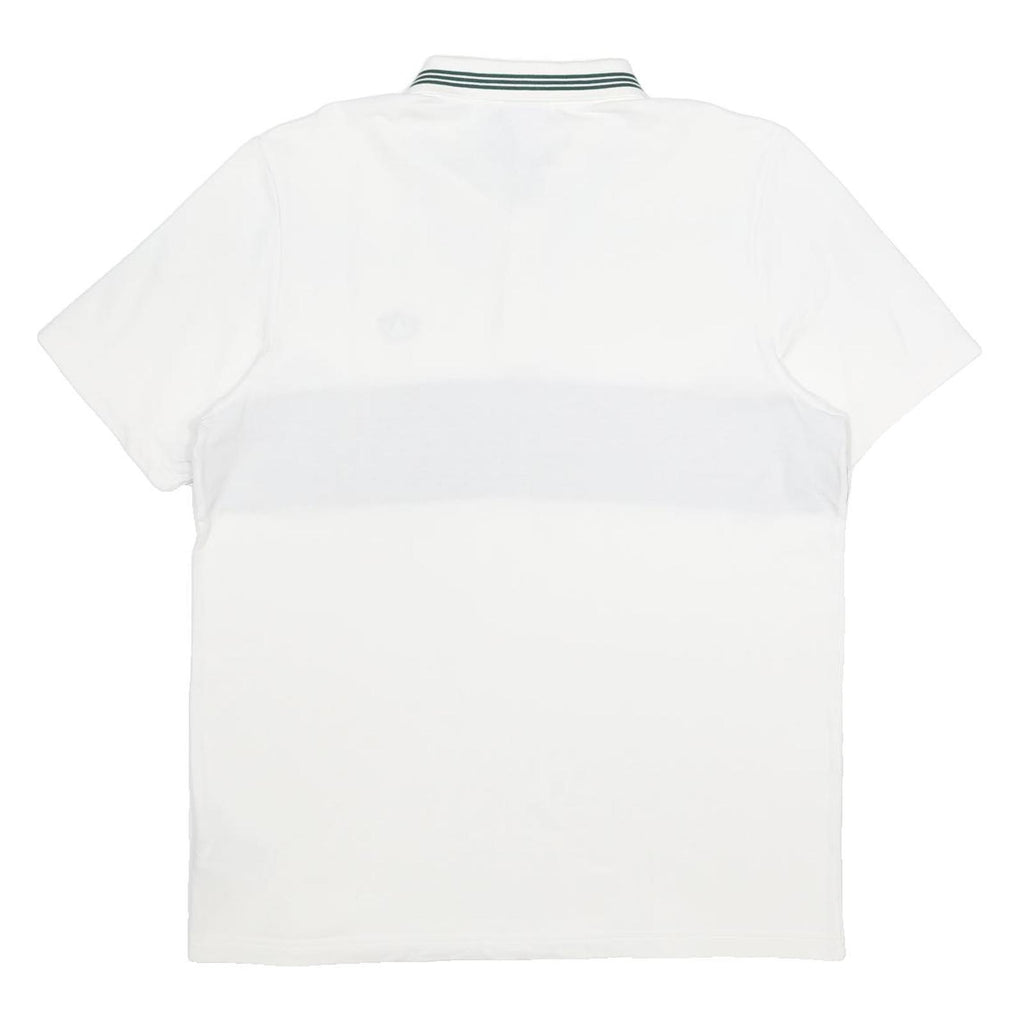 ADIDAS Mens White & Dark Green Polo Shirt L Cotton Logo Casual Sportswear
