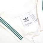 ADIDAS Mens White & Dark Green Polo Shirt L Cotton Logo Casual Sportswear