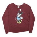 DISNEY Womens Maroon Minnie Mouse Crew Neck XS Cotton Blend Sweatshirt