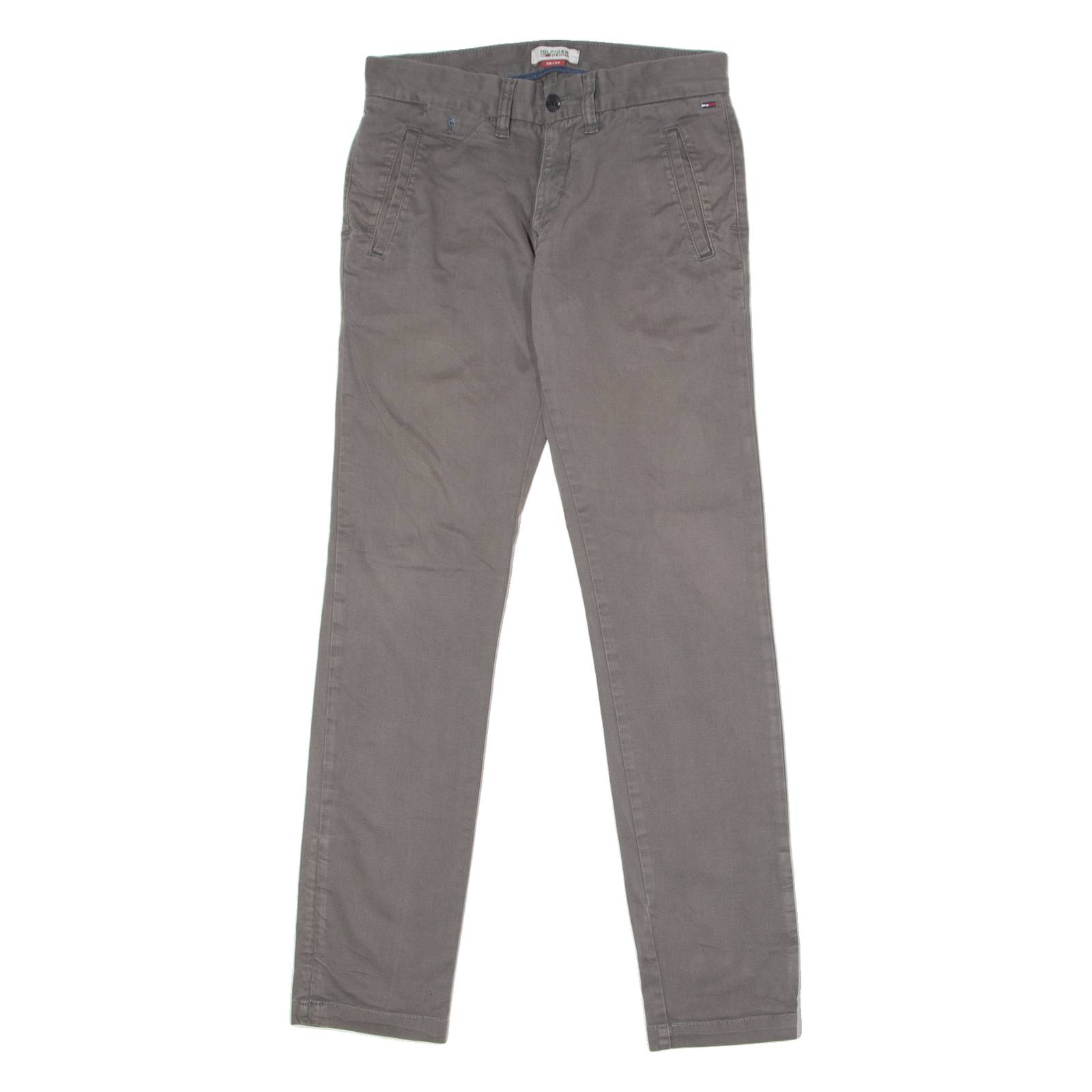 TOMMY HILFIGER Chino Mens Twill Trousers Grey Slim Tapered W28 L32