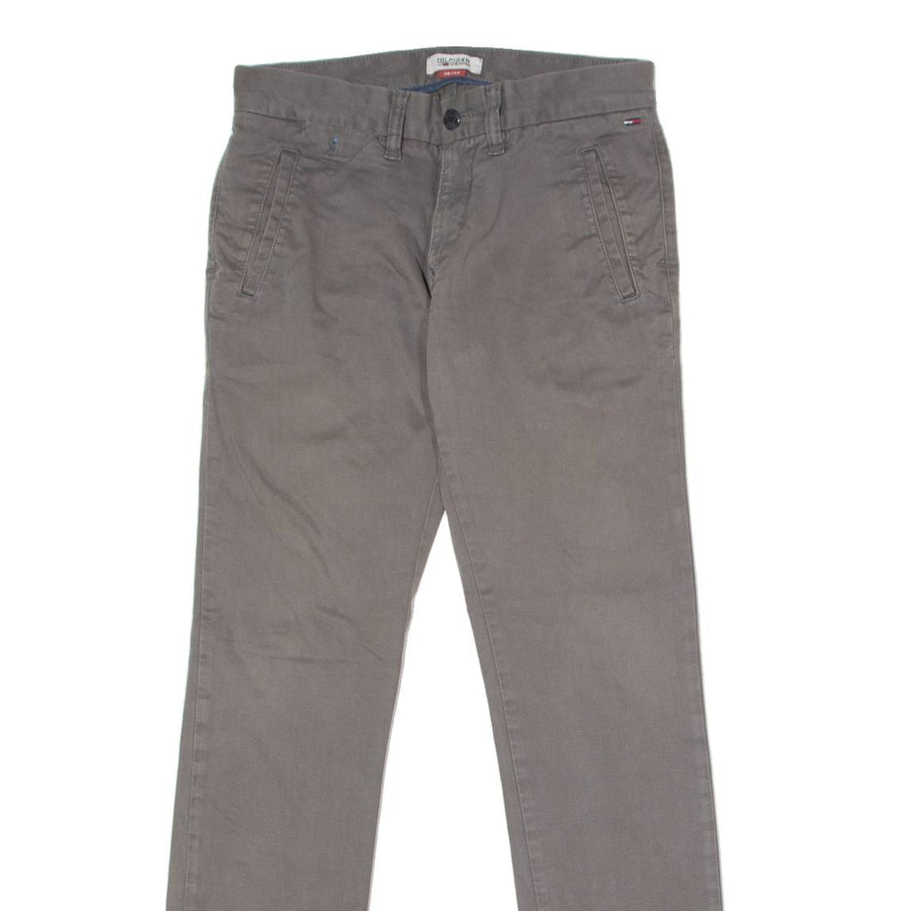 TOMMY HILFIGER Chino Mens Twill Trousers Grey Slim Tapered W28 L32