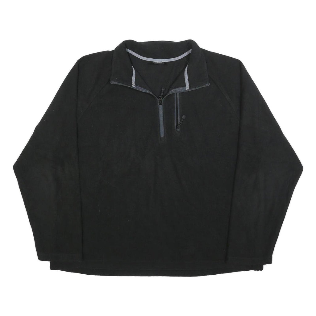 STARTER Mens Black Pullover Plain 1/4 Zip Polyester Jumper XL Casual Outdoor