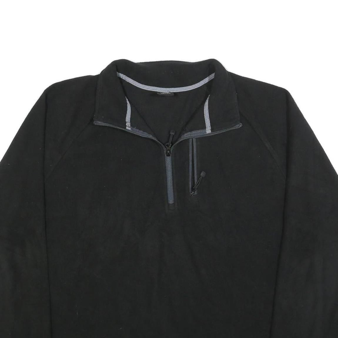 STARTER Mens Black Pullover Plain 1/4 Zip Polyester Jumper XL Casual Outdoor