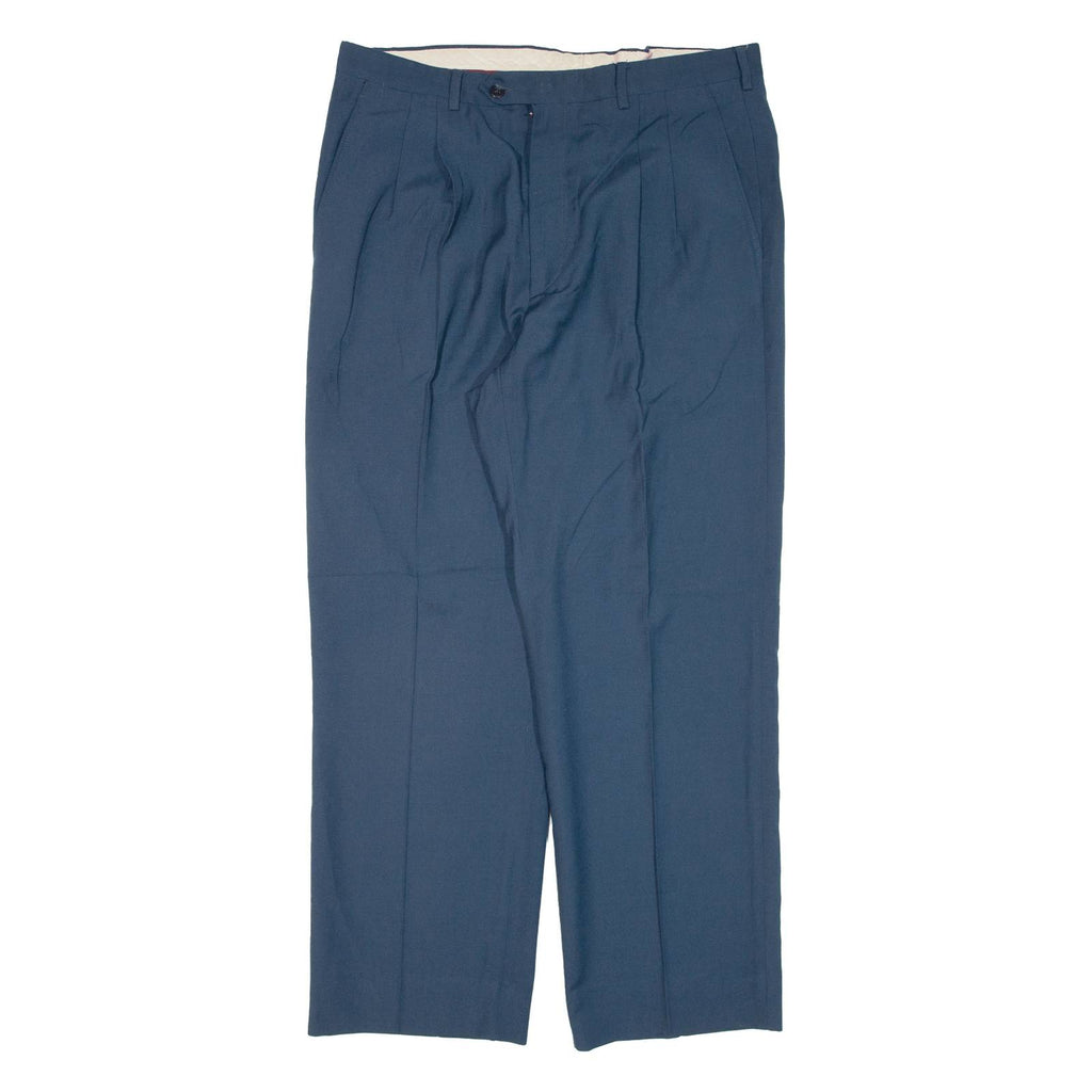 SUPERFRESCO Pleated Mens Trousers Blue Regular Straight W35 L27